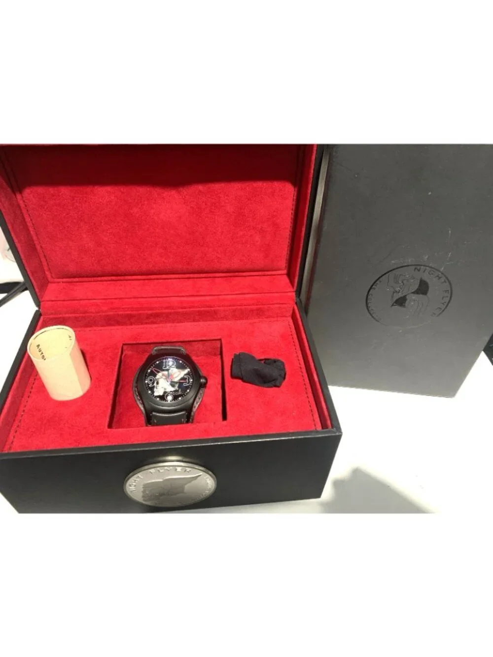 Corum Men's Watch Bubble Night Flyer 082.150.45 Swiss Automatic Black Leather